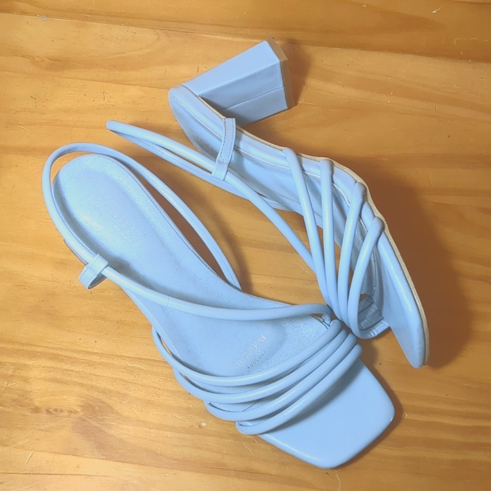 Strappy Block Heel Square Toe Slingbacks 🩵